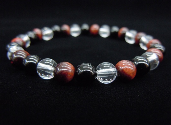 Red Tiger Eye+Black Agate+Crystal