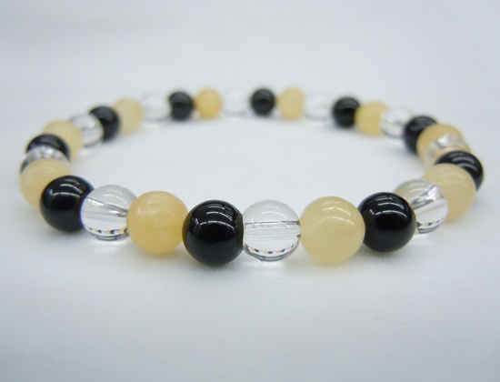 Yellow Jade+Black Agate+Crystal