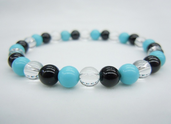 Blue Howlite+Black Agate+Crystal