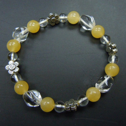 Yellow Jade+Crystal+Metal