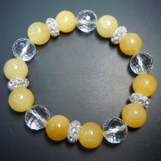 Yellow Jade+Crystal+Metal