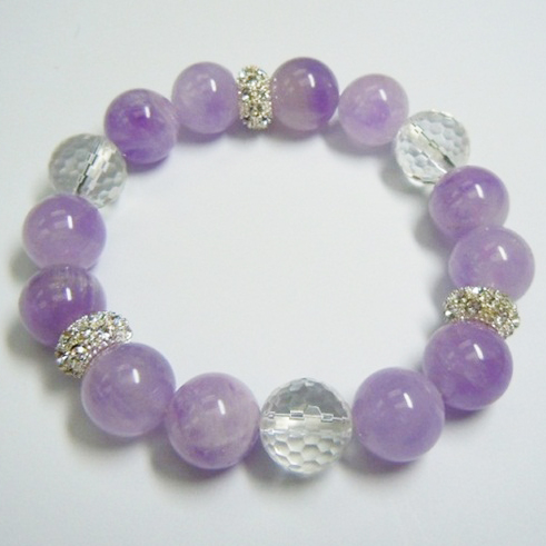 Milky Lavender Amethyst+Crystal+Metal