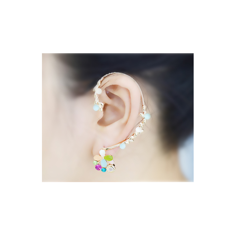 [Colorful opal flower] Ear cuff