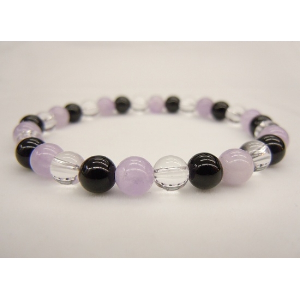 Milky Amethyst+Black Agate+Crystal