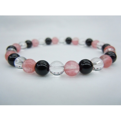 Cherry Quartz+Black Agate+Crystal