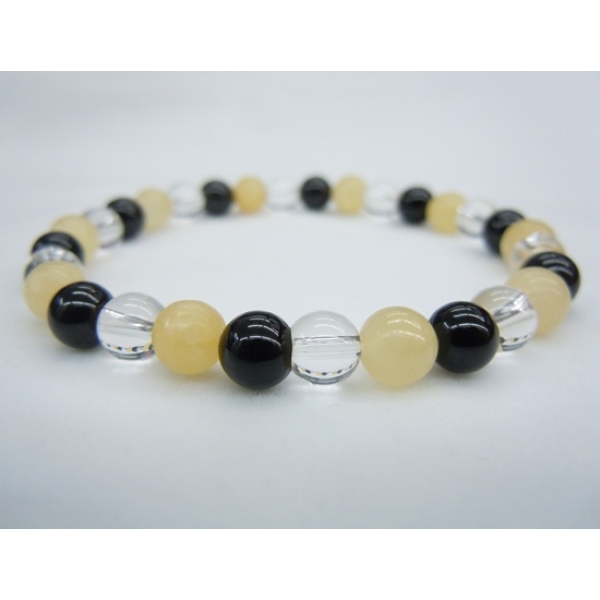 Yellow Jade+Black Agate+Crystal