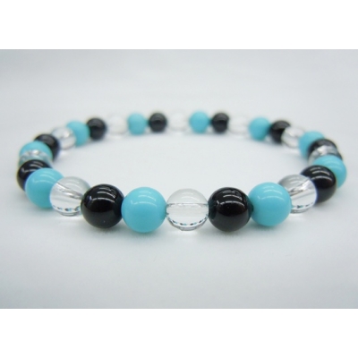 Blue Howlite+Black Agate+Crystal