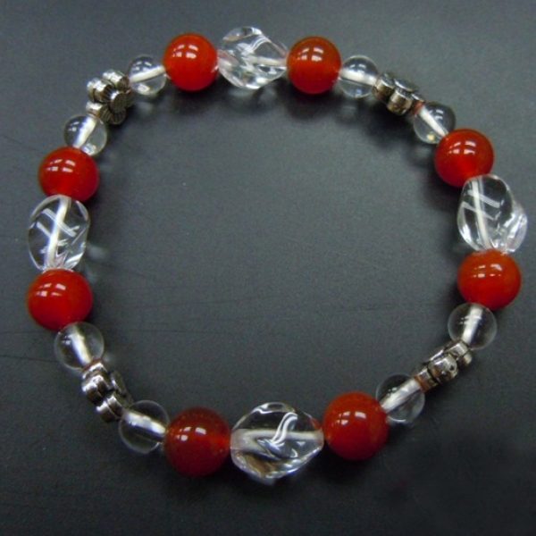 Red Agate+Crystal+Metal