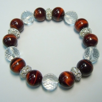 Red Tiger Eye+Crystal+Metal