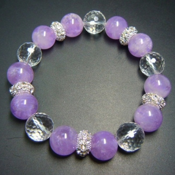 Milky Lavender Amethyst+Crystal+Metal