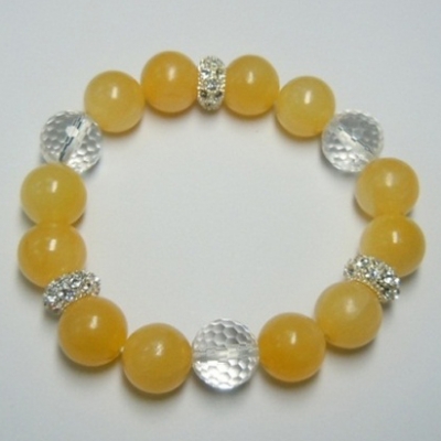 Yellow Jade+Crystal+Metal