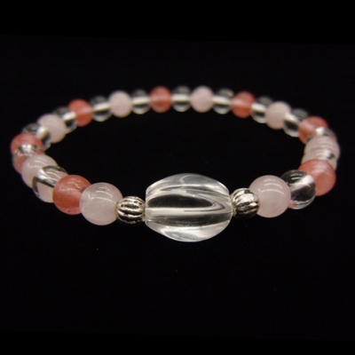 Cherry Quartz+Rose Quartz+Crystal