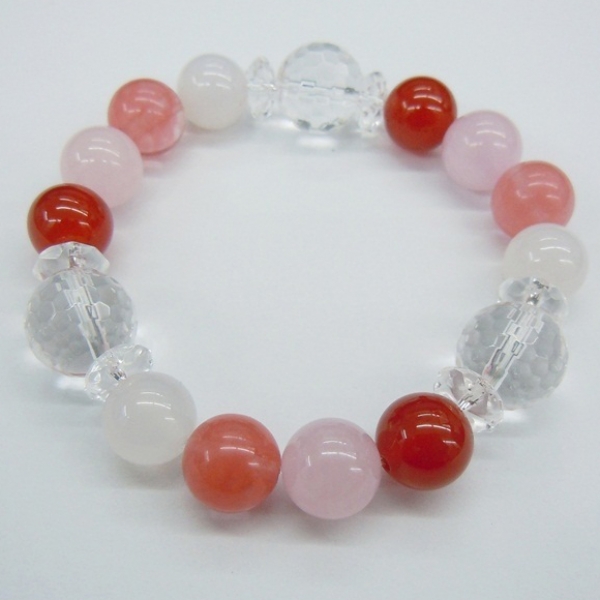 White Agate+Cherry Qz+Rose Qz+Red Agate+Crystal