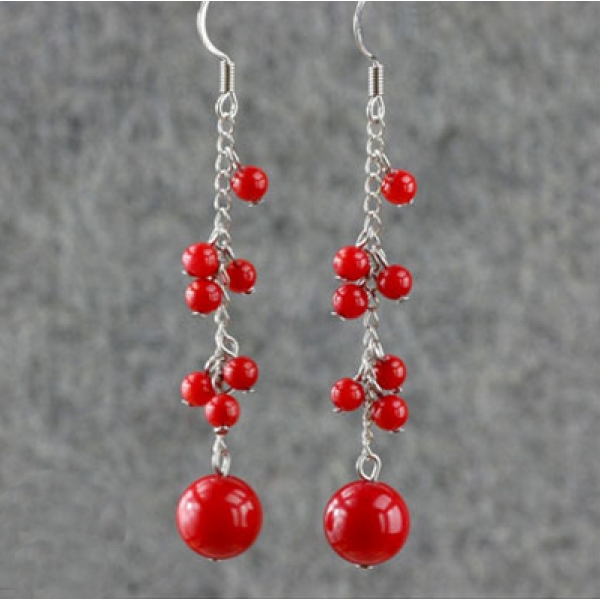 Red Coral Alloly Earring