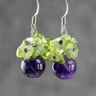 Peridot+Amethyst Earring