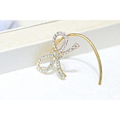 [Cute rhinestone bow] Ear cuff