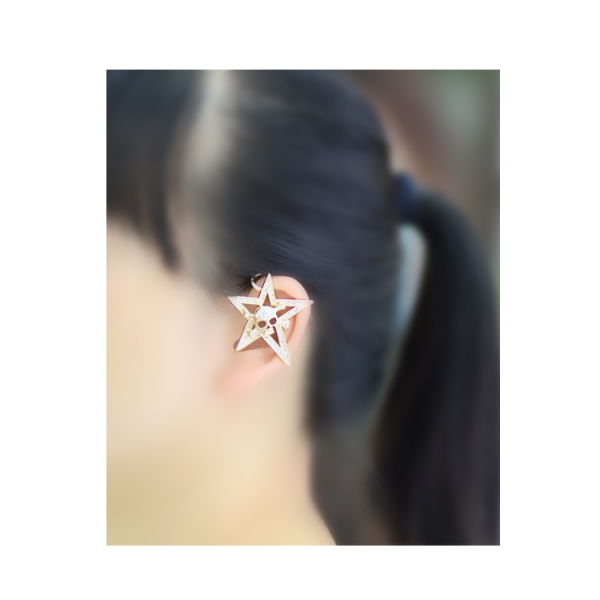 [Hollow skull pentagram] Ear cuff