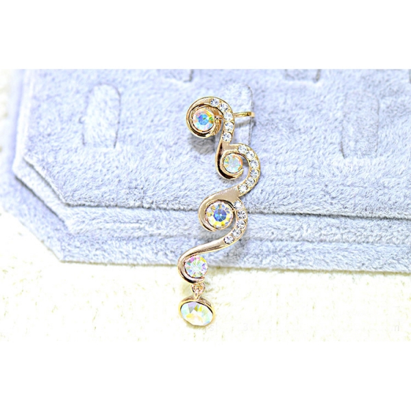 [Lightning serpentine wave rhinestones] Ear cuff