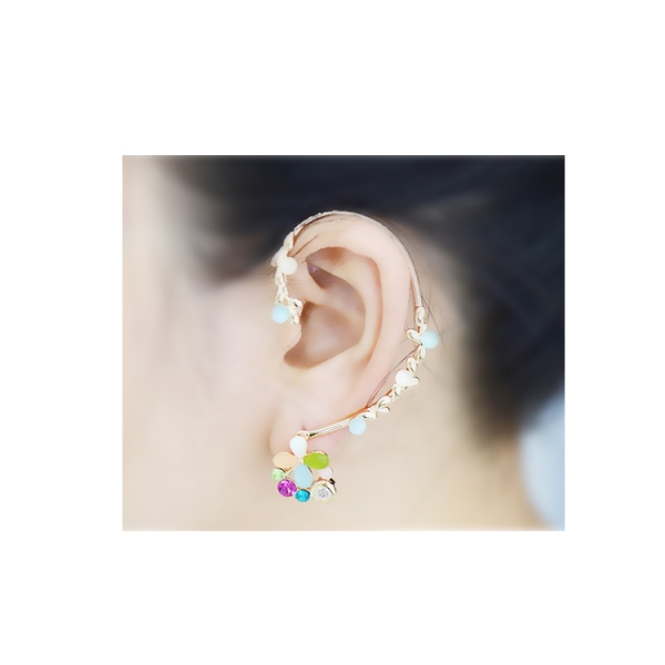 [Colorful opal flower] Ear cuff