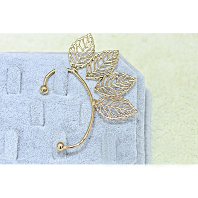 [Hollow metal leaf] Ear cuff